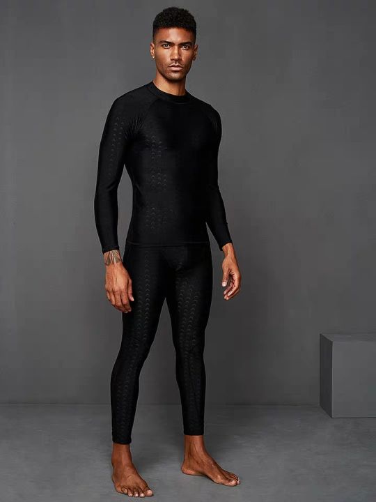 (Rashguards+Pants) Men Long Sleeve Rash guards Swimwear with long ...