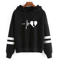 Heartbeat Love You Electrocarogram Pullover พิมพ์ Hoodies ฤดูใบไม้ร่วงฤดูหนาว Streetwear Hoodie Warm Warm Casual Sweatshirt