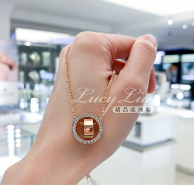 Original แท้จริง Swarovski แฟชั่นหรูหราแหวนคู่ Lucky Rose Gold ผู้หญิงสร้อยคอของขวัญวันหยุด