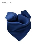 【CC】△◈♧  navy blue silk square scarves women natural headscarf lady scarf foulard hijab wrap neck spring autumn