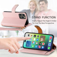 Fashion2023Crossbody เชือกเส้นเล็กซิปปกหนังสำหรับ 13 12 Mini 14 11 Pro XS Max XR X 7 8บวก SE 2020 2022ช่องเสียบการ์ดกระเป๋าสตางค์กรณี