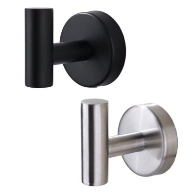 304 Stainless Steel Single Hook Adhesive Coat Hook Nail Free /Wall Mounted Robe Towel Hook for Bathroom  Kitchen -Silver  Black Clothes Hangers Pegs