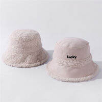 USPOP Women’s Hats Winter Thick Suede Bucket Hats Letter Embroidery Warm Panama Hats Caps Can Be Worn on Both Sides