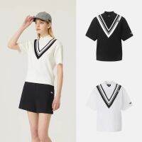 PXG1 23 Summer Golf New Ladies Lapel V-Shaped Pullover Knitted Top Fashion Short-Sleeved Gorgeous