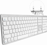 Macally USB Wired Keyboard for Mac - Compatible Apple Keyboard with USB Hub (2X Ports) - Full-Size Mac Keyboard with Number Pad - Plug &amp; Play for MacBook Pro/Air, iMac - Aluminum Frame