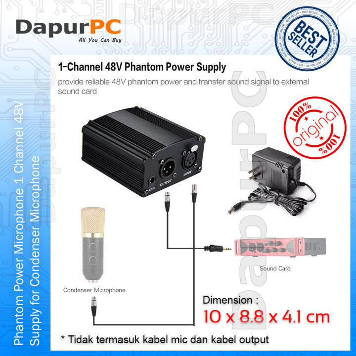 Phantom Power 48V Supply 1 Channel Microphone Condenser Mic Lazada
