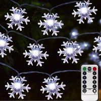 Garland Snowflake ตกแต่งคริสต์มาส Fairy Light Festoon Led Snow Light String 10M 100LEDs แบตเตอรี่ดำเนินการสำหรับงานแต่งงาน Decor