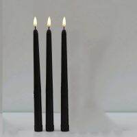 {6shop Department Store} 3ชิ้นเทียน Led สีดำ/ ขาวพร้อมไฟกะพริบถ่านไฟฉาย Flameless Halloween Grave Decor Votive Church Candles