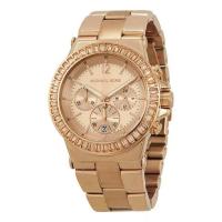 นาฬิกาผู้หญิง MICHAEL KORS Rose Gold-tone Baguette Bezel Chronograph Ladies Watch MK5412