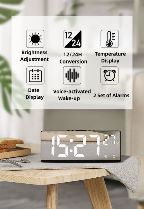 hotwvoice-ควบคุมกระจกนาฬิกาปลุกอุณหภูมิดิจิตอลปลุกคู่เลื่อนสก์ท็อปนาฬิกาตั้งโต๊ะโหมดกลางคืน1224h-led-นาฬิกานาฬิกา