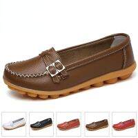 HOT★ฤดูใบไม้ร่วงใหม่ Oxford Soft Sole แฟลตผู้หญิงรองเท้าเข็มขัด Buckle Slip บน Loafers Comfort ผู้หญิง Peas รองเท้า Zapatos de Mujer