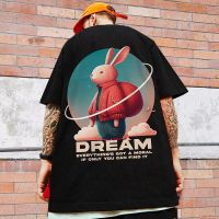 Oversized Men T Shirts Cartoon Rabbit Print Tees Funny Men Summer Clothing Casual Classic Tops Vintage Short Sleeve Free Shiping