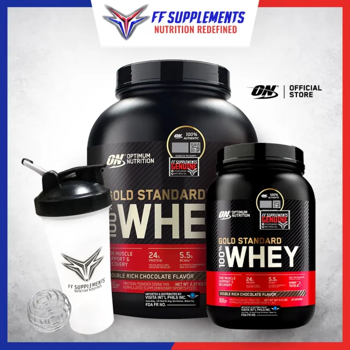 Optimum Nutrition On Gold Standard 100 Whey Protein 2lbs 5lbs With Ff Shaker Protein Powder