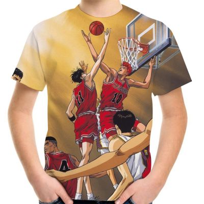 4-20Y Boys Girl Slam Dunk T-Shirt Japanese Hot Anime 3D Printed T Shirt For Teen Children Summer Kids Birthday Fans Clothes Tops