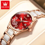 OLEVS 3605 Waterproof Ceramic Strap Watches For Women Japan Quartz Fashion