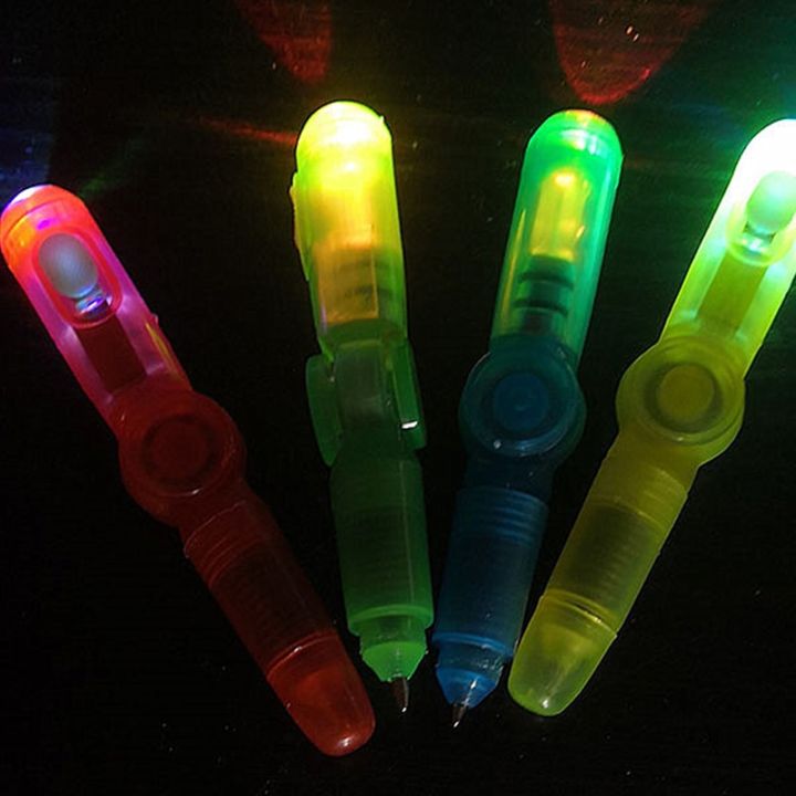 ปากกาเล่นเกมหมุนได้5ชิ้นไฟ-led-สีสันสดใสปากกาลูกลื่นกะพริบ