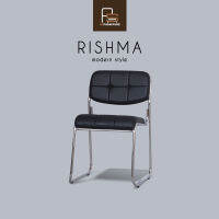 AS Furniture / RISHMA (ริชม่า) เก้าอี้ทำงาน เก้าอี้สำนักงาน เก้าอี้คอมพิวเตอร์ เก้าอี้ออฟฟิศ โครงขาเหล็ก เก้าอี้หนัง เบาะหนังสีดำ ขาคู่ แข็งแรง เบาะหนา มีพนักพิงสูงกลางหลัง ดีไซด์สไตล์โมเดิร์น เรียบง่าย เข้ากับหลายๆห้องในยุคนี้