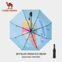 CAMELCROWN ร่มร่มกันแดดกันยูวี3พับแบบมีกระเป๋า,ร่มกันแดดกันยูวีร่มกันแดดอัลตราไวโอเลตหรูหราชายหาด