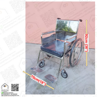 รถเข็นคนไข้ รถเข็นนั่งวีลแชร์สแตนเลสแบบพับไม่ได้ รถเข็นอาบน้ำ - Wheelchair non-foldable