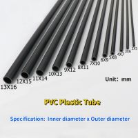 2Pcs Length 500mm Black PVC Plastic Tube OD 5~16mm Thin Hard Pipe Small Water Pipe Small Diameter Hollow Wire Pipe Wires Leads Adapters