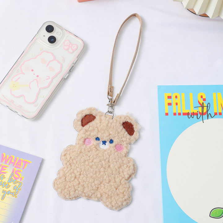 student-card-case-photocard-protector-bear-rabbit-plush-card-holder-bus-card-id-photocard-protector-plush-card-holder-student-stationery