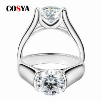 COSYA Real Moissanite Rings 2 Carats 925 Sterling Silver D Color Diamond For Men Women 18K Gold Plated Bridal Ring Wedding