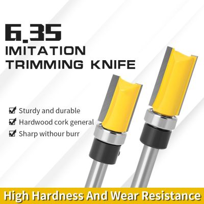 6.35 / 8mm Shank Template Trim Hinge Mortising Router Bit 1/4 Straight End Mill Trimmer ทําความสะอาด Flush Trim Tenon Woodworking เครื่องมือ