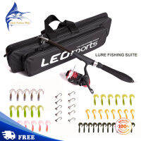 Telescopic Fishing Rod Fishing Reel Kit พร้อมสายตกปลาคาร์บอนไฟเบอร์ Fishing Tackle สำหรับน้ำจืดน้ำเค็ม