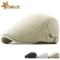 CHRLCK หมวกเบเร่ต์ลำลองหมวกหมวกผู้หญิงและผู้ชายหมวกแบบแบนผ้าฝ้ายฤดูร้อนหมวกแก๊ปศิลปินหมวกแก๊ปโผล่หมวกแก๊ป Topi Baret Pelukis