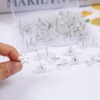 ▥✾◆ 100Pcs/Box Transparent Flower Shape Push Pins Thumb Thumbtack Board Pins Drawing Photo Wall Map Studs Office School Supplies