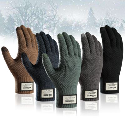 hotx【DT】 Knitted Gloves for Men Warm TouchScreen Cycling Thermal Size Thickness