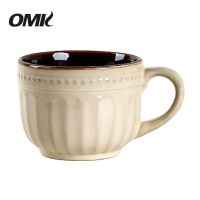 OMK เซรามิกบรรเทาอาการอเมริกาแบบย้อนยุคแก้วกาแฟถ้วยใส่อาหารเช้า800มล