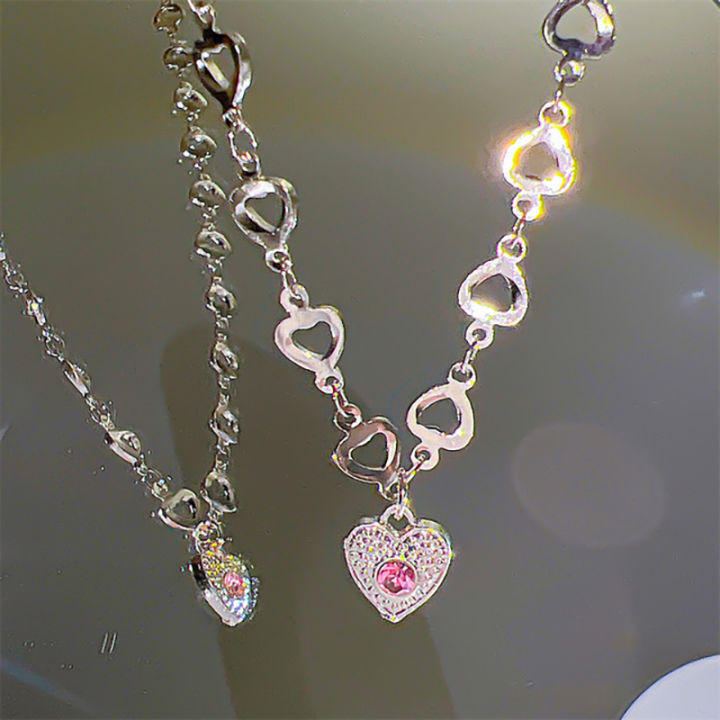 party-gifts-jewelry-shiny-necklace-trendy-necklace-fashion-necklace-kpop-necklace-crystal-heart-necklace