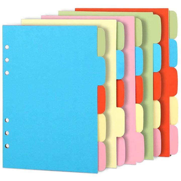 10 Sets A6 Subject Dividers Paper Sheet, Punched File Card Dividers