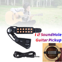 【DN】ปิ๊กอัพกีต้าร์โปร่ง Guitar Pickup พร้อมปุ่มวอลลุ่มและปุ่มปรับ 12 SoundHole Guitar Pickup Acoustic Electric Transducer for Acoustic Guitar Magnetic Preamplifier with Picks