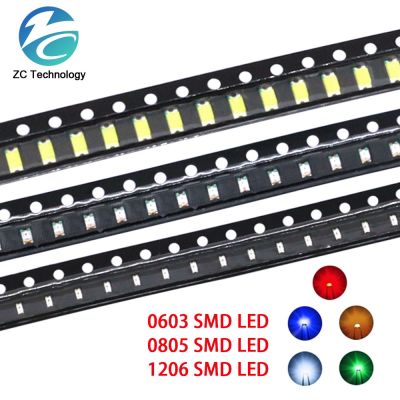 5 Colors 0603 0805 1206 SMD LED Red Yellow Green White BlueLight Emitting Diode Clear LED Diode Light 100pcs/lot
