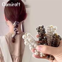 Camiraft สายรัดผมสำหรับโทรศัพท์ Ikat Rambut Elastis สูง,สายรัดศีรษะสำหรับผู้หญิงหญิงสาวสไตล์เกาหลีเครื่องประดับผมแฟชั่นหรูหราน่ารัก K-Style