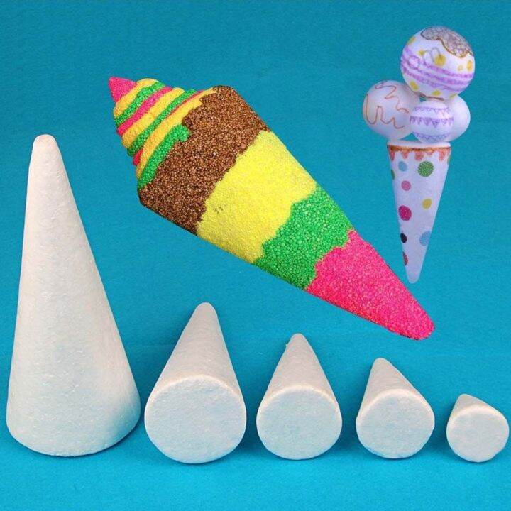 FLAREOU Cake Ornament Foam Egg Decorations Craft Multiuse Foam Foam Cone Craft Material