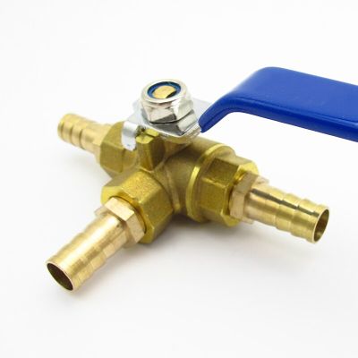 4 6 8 10 12 13 14 16 19 20 25mm Hose Barb Full Port T-Port Three Way Brass Ball Valve Connector For Water Oil Air Gas Plumbing Valves
