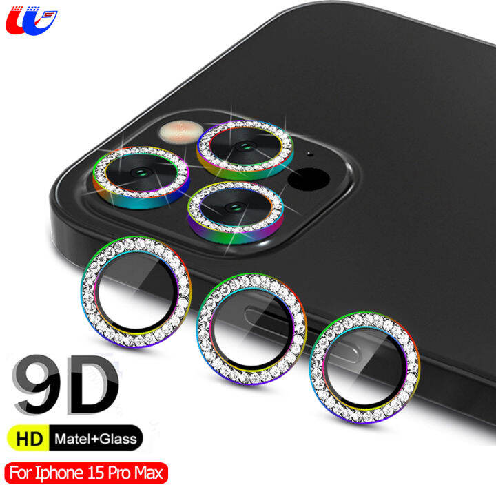 3D Curved Rear Diamond Camera Case For iPhone 15 Pro Max 15 Pro 15 Plus