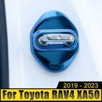 อุปกรณ์เสริมรถยนต์สำหรับโตโยต้า RAV4 2019-2021 2022 2023 RAV 4 XA50ไฮบริดล็อคประตูสแตนเลสหัวเข็มขัดแผ่นครอบป้องกันสนิมสติกเกอร์