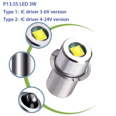 P13.5S Mag Light LED Bulb 3-16 C&amp;D Cells Maglite Torch Flashlight LED Converter 3V 4.5V 6V 9V 12V 18V 24V White Bulbs  LEDs  HIDs