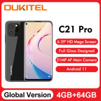 100% ปลดล็อกเดิม OUKITEL C21 Pro Octa Core 6.39 นิ้วสมาร์ทโฟน 4GB RAM 64GB ROM Android 11 MediaTek MT6762D 21MP Quad กล้องลายนิ้วมือ 4000mAh 4G โทรศัพท์มือถือ