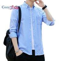 Cozy Up เสื้อเชิ้ตแขนยาวแฟชั่น,สีทึบใส่สบายพอดีตัวตกแต่งกระเป๋าหน้าอก