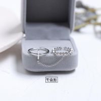 ▪ Two-piece ins Japan and South Korea contracted cold wind thin ring 925 sterling silver hipster ripple cross finger ring female