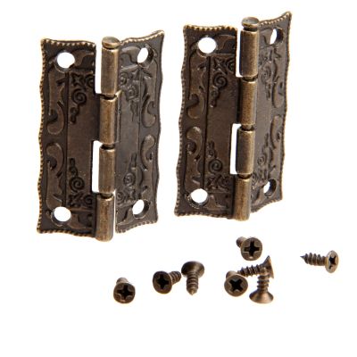 ⊕✣ 2Pcs Antique Cabinet Hinges Furniture Accessories Door Hinges Drawer Jewellery Box Hinges For Furniture Hardware Bronze 36x23mm