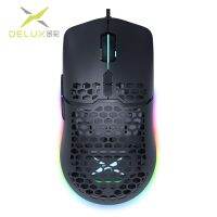 ~ D ELUX M700 pmw3389 RGB เมาส์สำหรับเล่นเกม 67 กรัมน้ำหนักเบารังผึ้งเชลล์เหมาะกับการทำงานหนูด้วยอัลตร้าสานสายเคเบิ้ลสำหรับคอมพิวเตอร์ Gamer