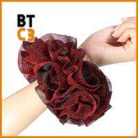 BTC3 ชุดคลุมศีรษะ ขนาดใหญ่ scrunchies อีลาสติก กำมะหยี่สีทอง แหวนผมผ้ากำมะหยี่เงายืดหยุ่น ง่ายๆ ศิลปะผ้าศิลปะ เชือกมัดผมหางม้าแวววาว ผมเส้นผม