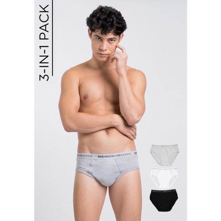 BENCH/ 3in1 Pack Hipster Brief Black/Gray/White men's underwear