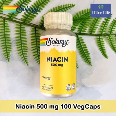 วิตามินบี 3 ไนอะซิน Niacin 500 mg 100 Veg Caps - Solaray B3 B-3